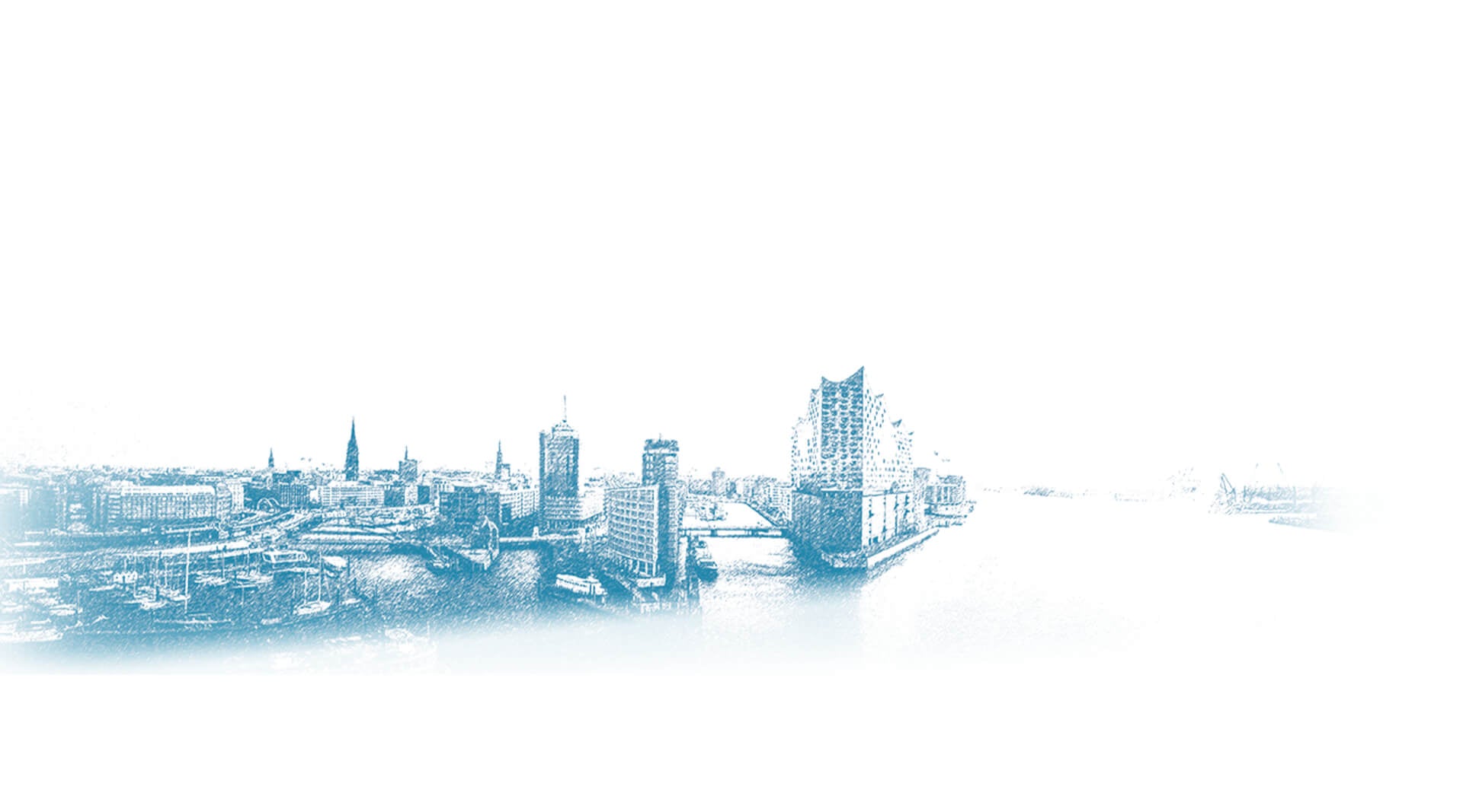 Hansestadt Hamburg gezeichnet mit dem Hafen und der Elbphilharmonie